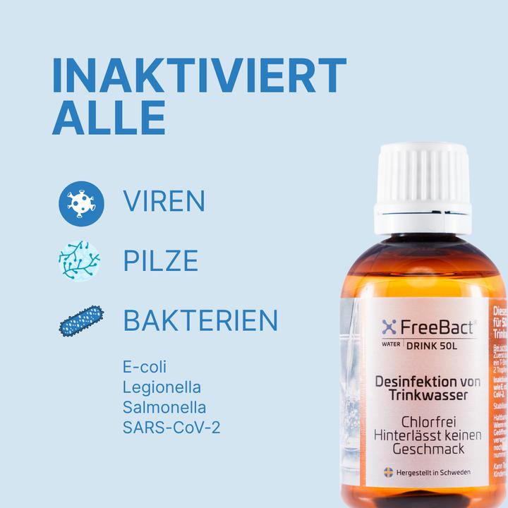 Nutritional values and ingredients Xinix Freebact Drink 50L Trinkwasserdesinfektion
