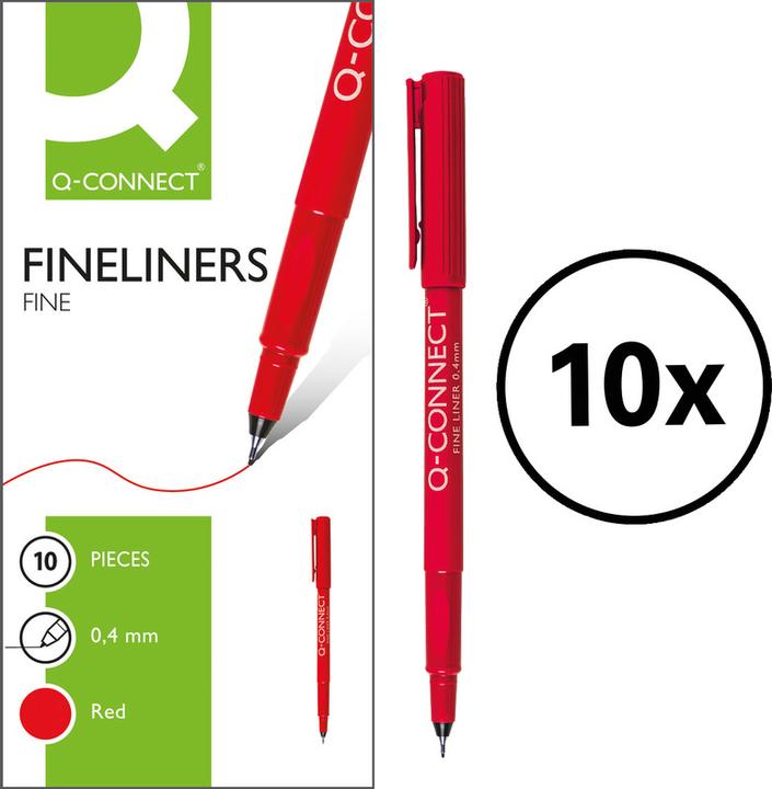 Actual product image Q-Connect Fineliner (Red, 10 x)