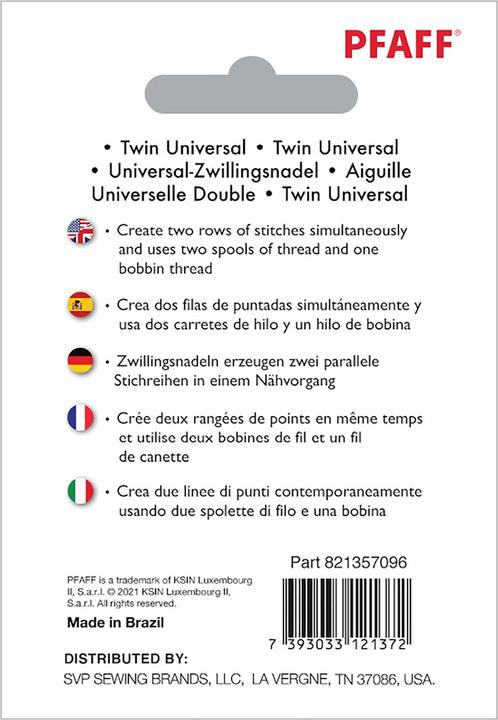 Energie-Label Pfaff PF Zwillingsnadel 4.0MM 100/16 1PK