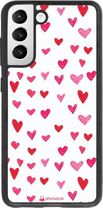 Produktbild PhoneLook Hülle Silikon schwarz Valentine 2022 Many pink hearts (Samsung Galaxy S21 FE 5G)