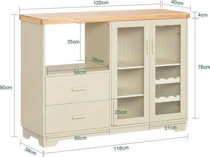 Produktbild SoBuy Sideboard mit 2 Glastüren (120 x 40 x 90 cm)