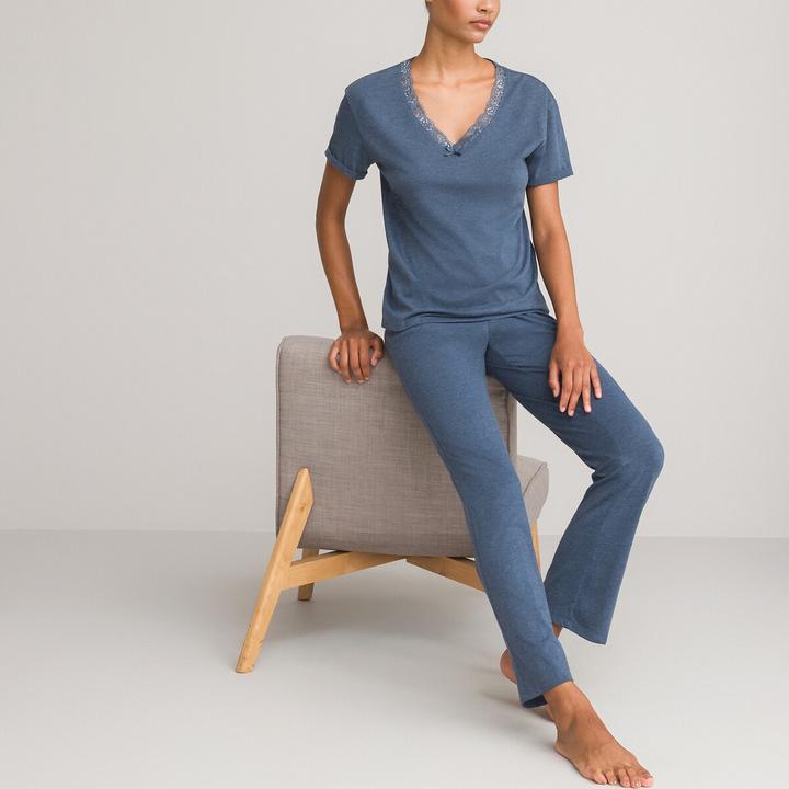 La Redoute Collections Jersey-Pyjama mit kurzen Ärmeln
