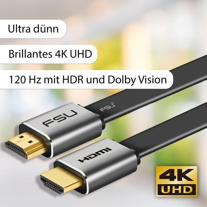 Produktbild Hermex HDMI zu HDMI Kabel 1m 4K UHD High Speed HDMI Anschlusskabel Flachkabel (1 m, HDMI)