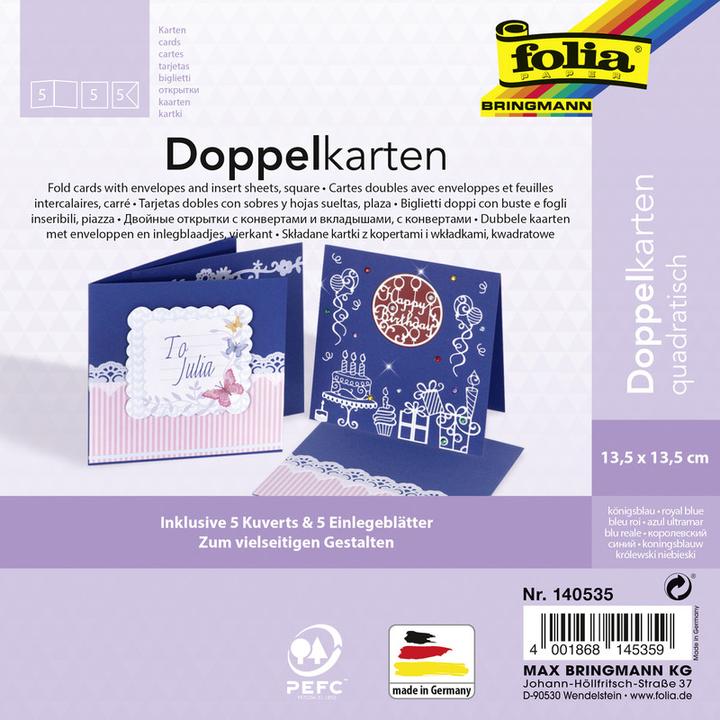 Produktbild Folia Doppelkarten quadratisch 220 g/m2 (220 g/m², 5 x)
