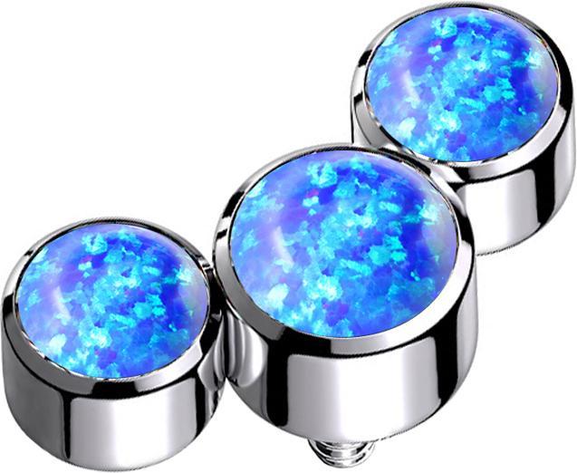 Star Piercing Dermal Anchor silber drei Opale blau (ohne Messing, Titan G23)
