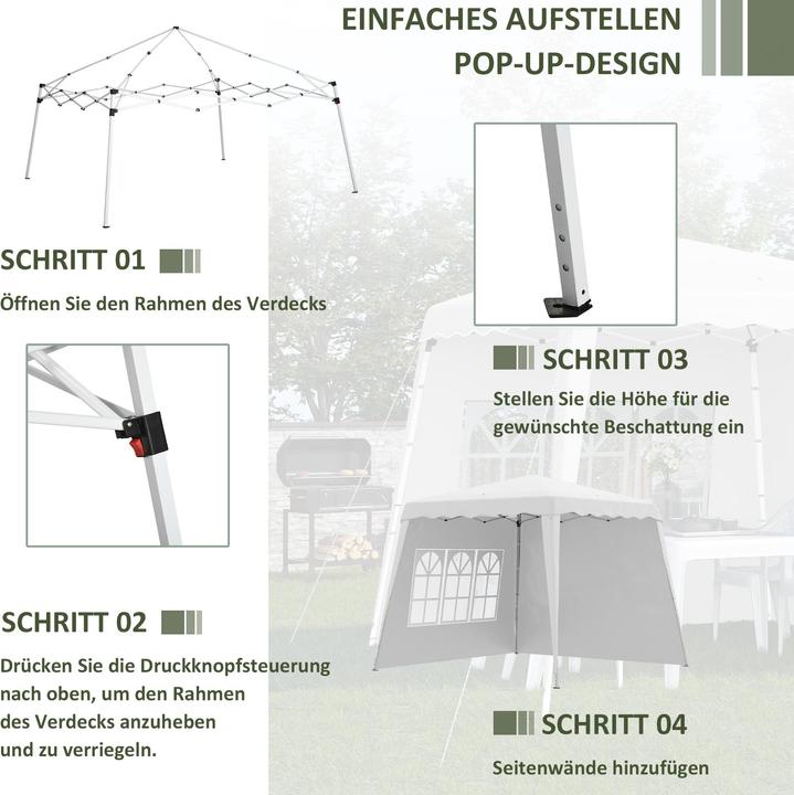Image du produit Outsunny Pavillon avec 2 parois latérales et réglage individuel de la hauteur (240 cm, 240 cm)