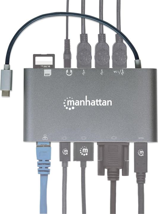 Actual product image Manhattan SuperSpeed USB-C to 7-in-1 Docking Station (Docking port (proprietary), 1 Ports)
