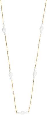 Silver Cat - Gold Plated Long Necklace with Freshwater Pearls SC560