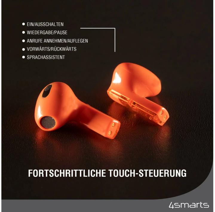 Actual product image 4smarts TWS Bluetooth Headphones SkyBuds Lucid orange (NC, 25 h, Wireless)