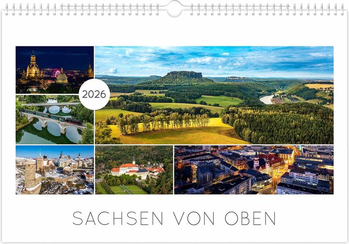 Image du produit Kalender Sachsen von oben 2026 - Luftaufnahmen (45 x 30 cm, Allemand)