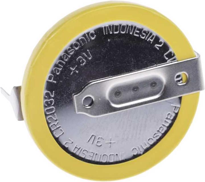 Actual product image Panasonic Lithium button cell CR2032 3V 2 solder pins (1 pcs., CR2032)