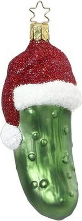 Image du produit Inge Glas Décorations de Noël Concombre avec capuchon 12 cm, Vert/Rouge (1 -pièce)