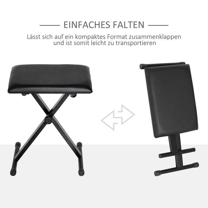 Produktbild Swisshandel24 Klavierhocker Klavierbank kosmetischer Hocker Höhenverstellbar zusammenklappbar Metall Kunstleder Sc (Musikerstuhl)