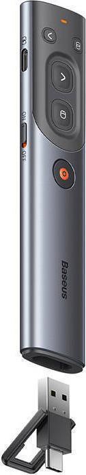 Actual product image Baseus Orange Dot Multifunctional remote control for presentation, with a red laser pointer - grey