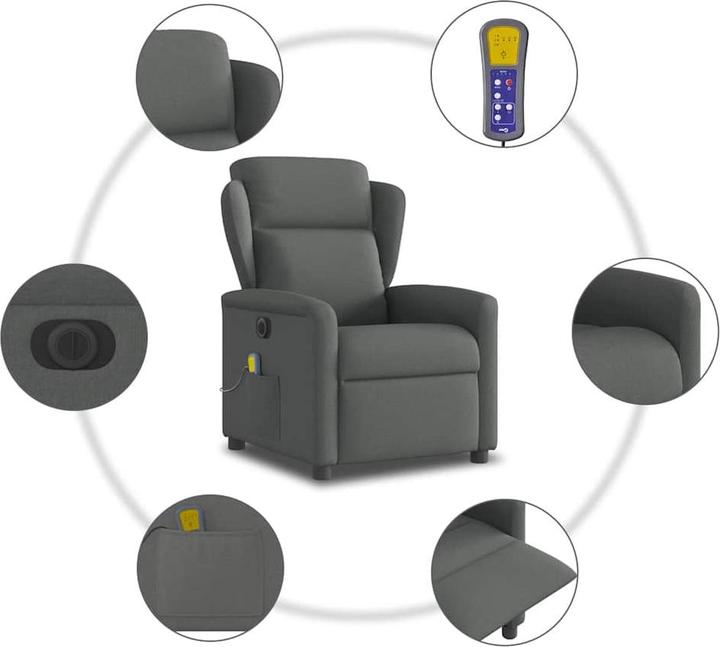 Immagine prodotto VidaXL Sedia da massaggio elettrica in tessuto grigio scuro