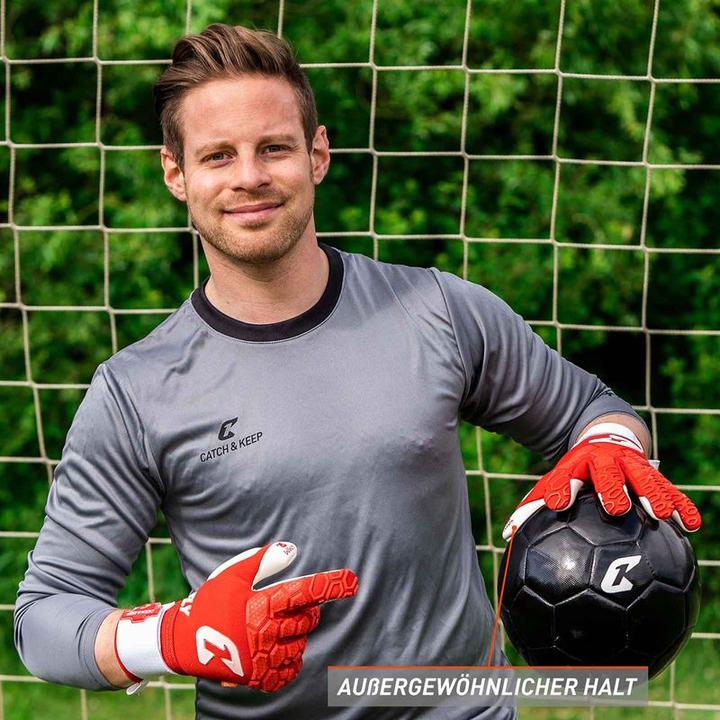 Produktbild Catch & Keep Fussballhandschuhe Fly Red Soul Gr. 6 Rot Torwart Keeper Goalie Handschuhe (6)