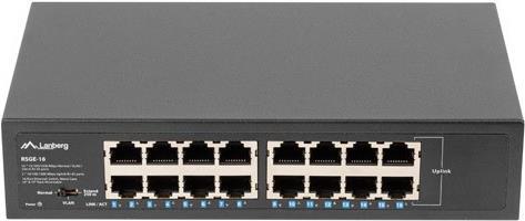 Productafbeelding Lanberg RSGE-16 Netwerkschakelaar Unmanaged Gigabit Ethernet (10/100/1000) 1U (16 Havens)