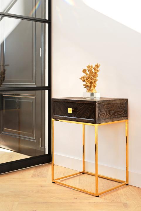 Image du produit Richmond Interiors Table de chevet Blackbone noir or 50 (50 x 40 x 71 cm)