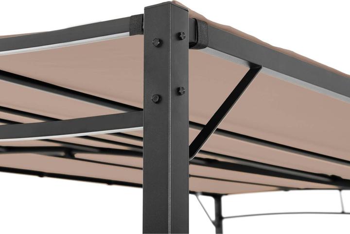 Produktbild Uniprodo Pavillon Anbaupavillon Terrasse Pergola Vordach freistehend beige 3 x 4 m (300 cm, 408 cm)