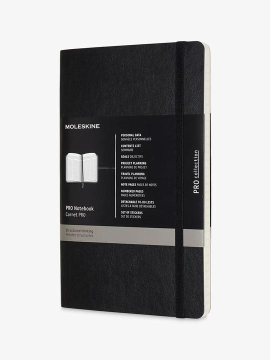 Image du produit Moleskine Carnet de notes professionnel L/A5, couverture souple, noir (A6, À rayures, Couverture souple)