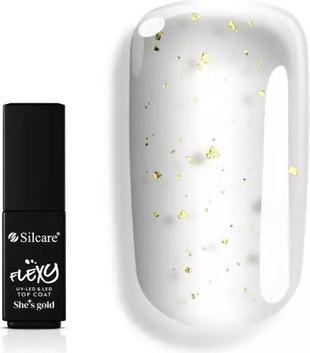 Silcare Flexy She'S Gold Top Coat Nail Preparation With Gold Particles 4.5 G (Gold, Top Coat)