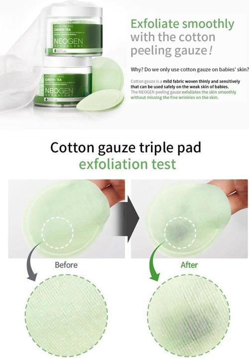 Image du produit Neogen Dermalogy Bio-Peel Gauze Exfoliant Thé vert 8 pads (Gommage)