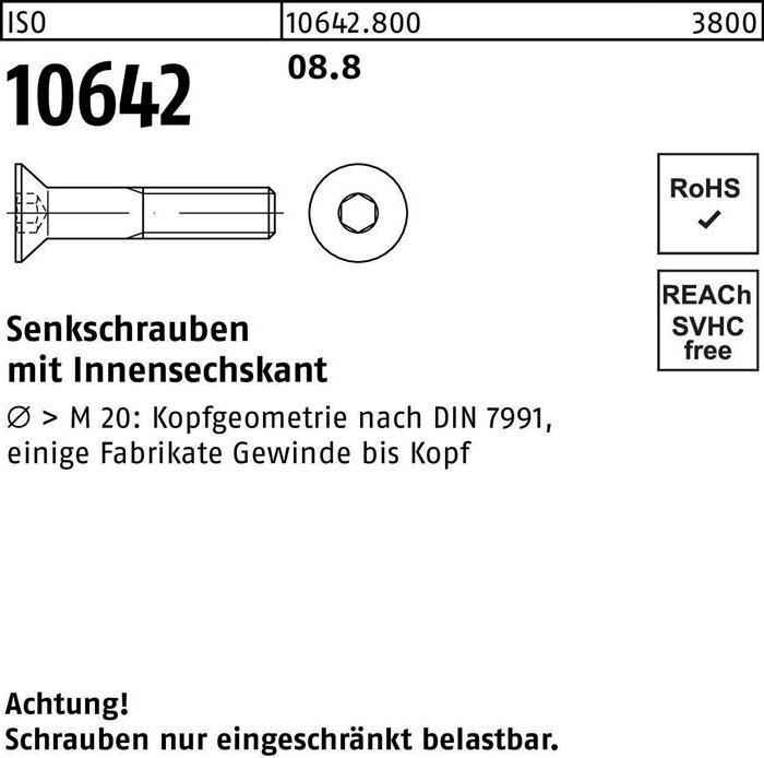Actual product image Countersunk screw ISO 10642 hexagon socket M 12 x 90 8.8 (50 Screws per piece)