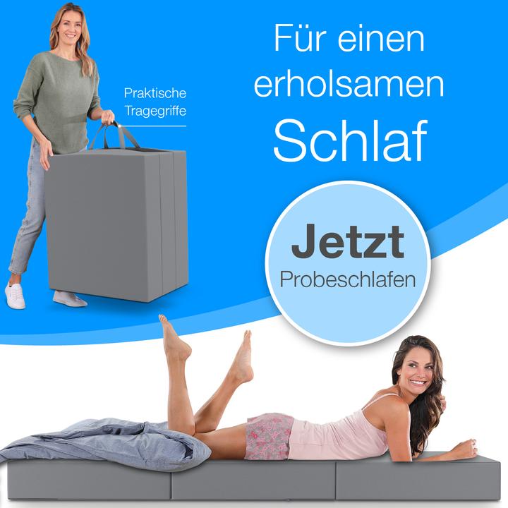 Produktbild Bestschlaf Klappmatratze, 3-teilige Faltmatratze, Reisebett, Gästematratze (90 x 200 cm, Schaumstoffkern)