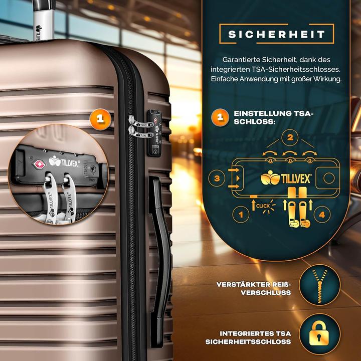 Actual product image Tillvex 3-piece suitcase set with luggage scale & tag (M (50 - 90l), L (90 - 115l), XL (from 140l))