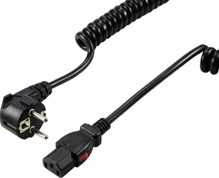 Produktbild Sygonix SY-6733074 Kaltgeräte Anschlusskabel Schwarz 3 m verriegelbar, Spiralka (3 m)