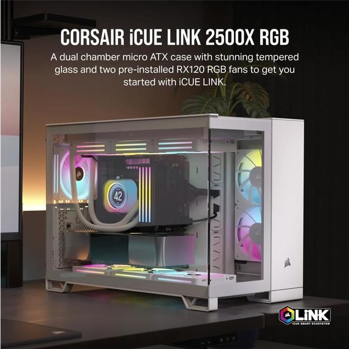Actual product image Corsair Case iCUE 2500X RGB Midi TG white (mATX)