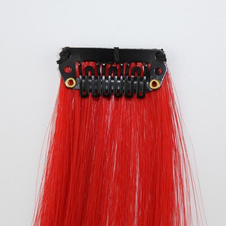 Immagine prodotto JTI Un pezzo di extension di capelli sintetici di diversi colori (Arancione scuro, Blu, Porpora, Marrone, Rosso, Arancione chiaro, Giallo e verde, 50 cm)