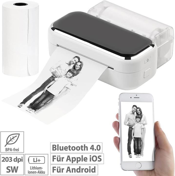 Produktbild Callstel Mobiler XL Akku-Foto-Thermodrucker, Android, iOS, Bluetooth, App, 80mm (Schwarz-Weiss)