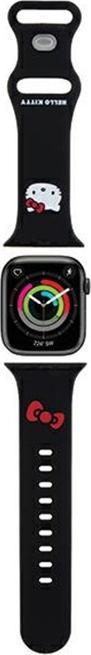 Actual product image Hello Kitty Pasek HKAWMSCHBLK Apple Watch 38/40/41mm czarny/black strap Silicone Kitty Head (Stainless steel, Silicone)