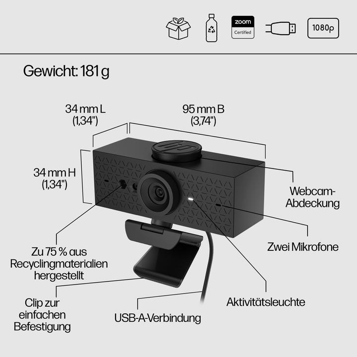 Actual product image HP 620 FHD Webcam (P) (4 Mpx)