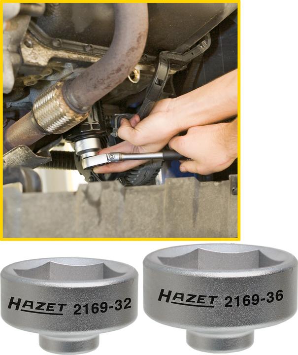 Actual product image HAZET Oil filter wrench 2169-36 ∙ Square, hollow 10 mm (3/8 inch) ∙ Outside hexagon profile ∙ 49.5 …