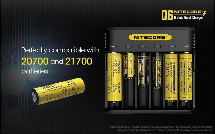 Immagine prodotto Nitecore Q6 6-Schacht-Ladegerät (1 pz., 14500, 16340, 18650, 26650, Accumulatore di carica elettrica)
