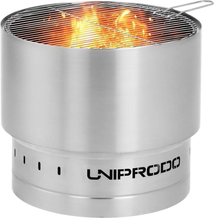 Produktbild Uniprodo Feuerschale Edelstahl 55x55x48 cm mit Grillrost & Aufbewahrungstasche Feuerkorb (54.90 cm)