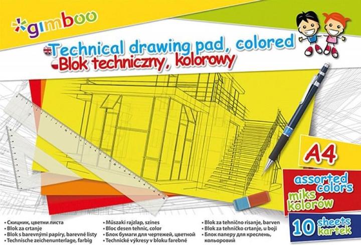 Gimboo Technischer zeichenblock, a4, 10 blatt, 150 g/m?, verschiedene farben (A4)