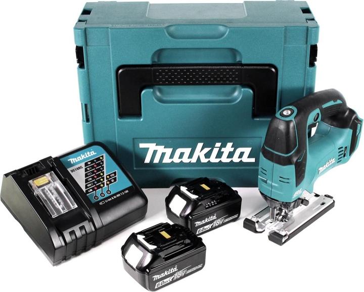 Image du produit Makita DJV 182 RGJ Scie sauteuse oscillante sans fil 18V Brushless + 2x batterie 6,0Ah + chargeur + Makpac