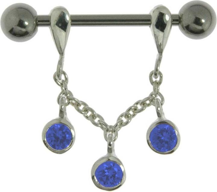 Bijouteria Brustpiercing (Chirurgenstahl 316L, Kristall, Silber 925)