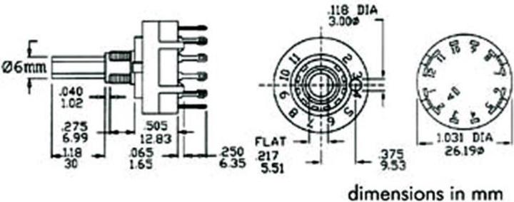 Image du produit Velleman Rotary Switch 1P 12 positions Solder Connections