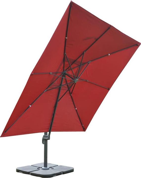 Produktbild Swisshandel24 Gastronomie-Ampelschirm, Sonnenschirm, 3x3m (Ø4,24m) Polyester/Alu 23kg - anthrazit mit Ständer (3 m)