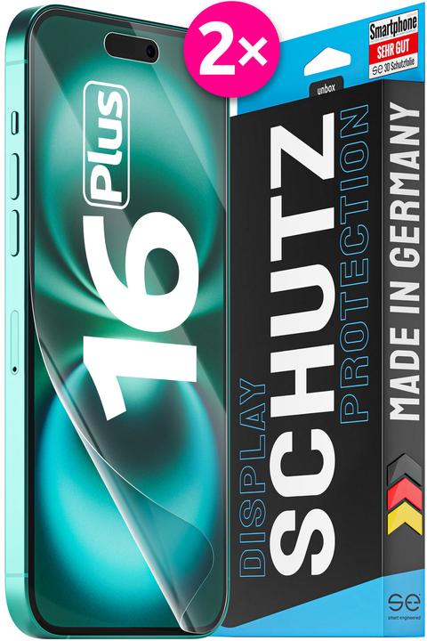 Immagine prodotto Smart Engineered se Pellicola protettiva 3D Apple iPhone 16 Plus (PU 2) (2 Pezzo/i, Apple iPhone 16 Plus)