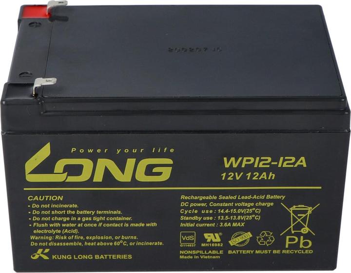 Image du produit Kung Long Akku WP12-12A F1 VdS, mit 4,8mm Faston Anschluss (12 V, 12 Ah)