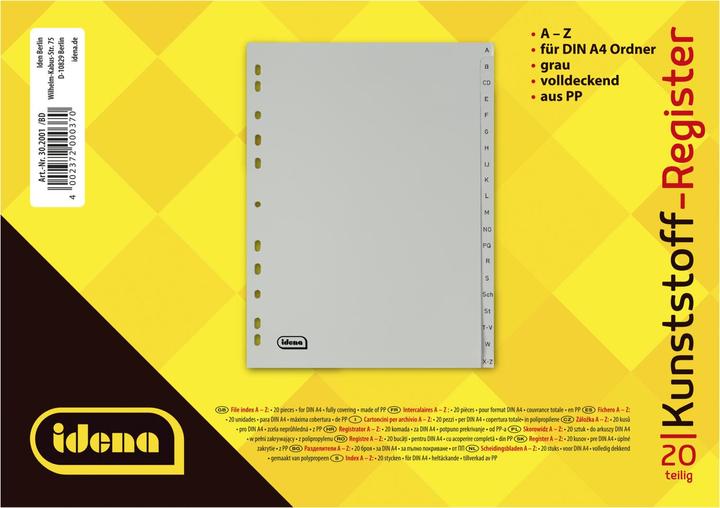 Actual product image Idena Plastic index A4 A to Z 20 pieces
