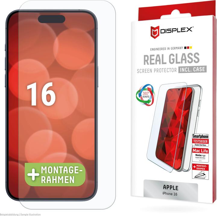 Actual product image Displex Real Glass, 2D Panzerglas + Handyhülle (1 Piece, Apple iPhone 16)
