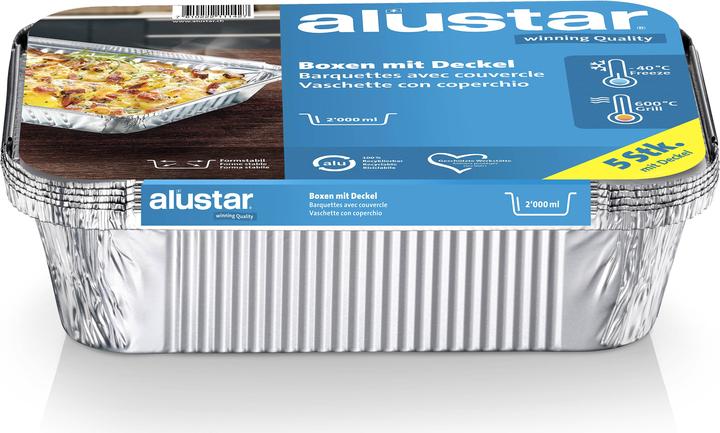 Produktbild Alustar Alu-Box 2.0l mit Deckel, 5 Stk. à 26 cm x 19 cm x 5.6 cm