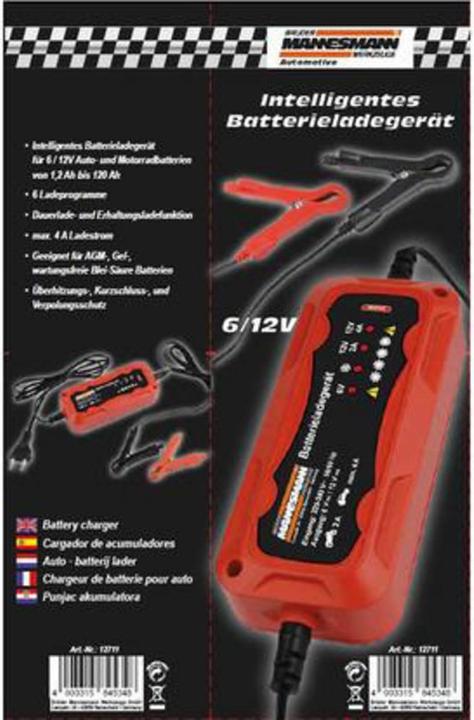 Produktbild Mannesmann Kfz-Batterie-Ladegerät (6V, 12V, 4 A)