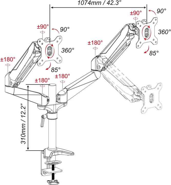 Actual product image Digitus Dual LED/LCD table mount (Table, 27")